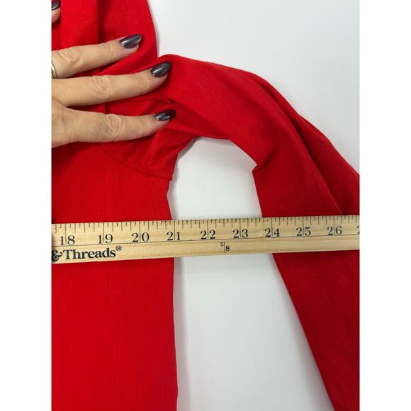 Theory Piazza Double-Breasted Blazer in Flame Red Linen Blend Women’s Size 10 - Picture 10 of 13